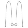 Boucles d'oreille sur Artemare : Boucles d'oreilles traversantes en argent rhodi&eacute; cha&icirc;nette avec baguette &agrave; 1 extr&eacute;mit&eacute; et anneau orn&eacute; d'oxydes blancs sertis &agrave; l'autre