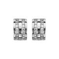 Boucles d'oreille sur Artemare : Cr&eacute;oles en argent fantaisies 2 rangs d'oxydes blancs fermoir poussette