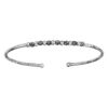 Bracelet jonc en argent rhodi&eacute; diamant&eacute; ouvert avec boules diamant&eacute;es en rhodium noir sur le dessus