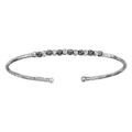 Bracelets sur Artemare : Bracelet jonc en argent rhodi&eacute; diamant&eacute; ouvert avec boules diamant&eacute;es en rhodium noir sur le dessus