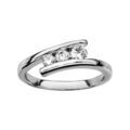 Bague en argent rhodi&eacute; brin qui fait le tour avec 3 oxydes blancs dan l'intervalle au milieu Artemare