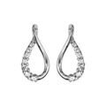 Boucles d'oreille sur Artemare : Boucles d'oreilles en argent rhodi&eacute; ovale vrill&eacute; avec 1 moiti&eacute; lisse et l'autre orn&eacute;e d'oxydes blancs et fermoir poussette