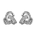 Boucles d'oreilles tige en argent rhodi&eacute; noeud d'amour orn&eacute; d'oxydes blancs sertis