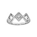 Bagues sur Artemare : Bague en argent rhodi&eacute; 3 carr&eacute;s &eacute;vid&eacute;s c&ocirc;te &agrave; c&ocirc;te, 2 lisses et 1 orn&eacute;s d'oxydes blancs sertis au milieu