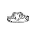 Bagues sur Artemare : Bague en argent rhodi&eacute; symboles infini lisses emmaill&eacute;s avec 1 coeur &eacute;vid&eacute; orn&eacute; d'oxydes blancs sertis