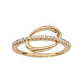 Bagues sur Artemare : Bague en plaqu&eacute; or semi-rail d'oxydes blancs avec anneau ovale lisse derri&egrave;re