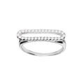Bagues sur Artemare : Bague en argent rhodi&eacute; ovale long orizontale orn&eacute; d'oxydes blancs sertis