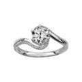 Bague en argent rhodi&eacute; oxyde blanc soliatire serti griffes entre 2 bagues lisses et ouvrag&eacute;es Artemare
