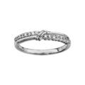 Bague en argent rhodi&eacute; 2 demi-rails d'oxydes blancs sertis en d&eacute;cal&eacute; avec partie lisse et 2 petits traits au croisement Artemare