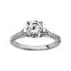 Bague en argent rhodi&eacute; demi rail d'oxydes blancs sertis avec 1 gros oxyde rond blanc sur le dessus et &eacute;l&eacute;ments lisses sur les c&ocirc;t&eacute;s