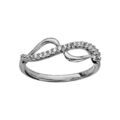 Bague en argent rhodi&eacute; 2 vagues, 1 en rail d'oxydes blancs sertis et l'autre lisse Artemare