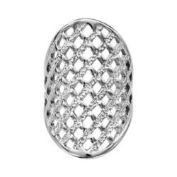 Bague en acier dessus large avec quadrillage granit&eacute;