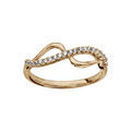 Bague en plaqu&eacute; or 2 vagues, 1 en rail d'oxydes blancs sertis et l'autre lisse Artemare