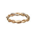 Bague en plaqu&eacute; or torsade avec 1 brin lisse et l'autre orn&eacute; d'oxydes blancs sertis