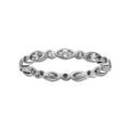 Bague en argent rhodi&eacute; alternance d'oxydes blancs sertis en forme de navette et ronds