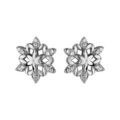 Boucles d'oreilles en argent rhodi&eacute; flocon de neige orn&eacute; d'oxydes blancs sertis aux pointes - fermoir poussette Artemare