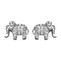 Boucles d'oreilles en argent rhodi&eacute; &eacute;l&eacute;phant orn&eacute; d'oxydes blancs sertis et fermoir poussette