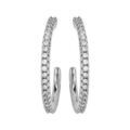 Cr&eacute;oles en Argent rhodi&eacute; fantaisies oxydes blancs sertis grand mod&egrave;le fermoir poussette