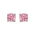 Boucles d'oreille sur Artemare : Boucles d'oreilles en argent rhodi&eacute; oxyde rond rose de 4mm sertis griffes et fermoir poussette