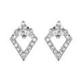 Boucles d'oreille sur Artemare : Boucles d'oreilles en argent rhodi&eacute; losange en rail d'oxydes blancs sertis avec gros oxyde et fermoir poussette