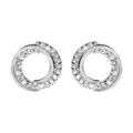 Boucles d'oreille sur Artemare : Boucles d'oreilles en argent rhodi&eacute; 2 cercles enroul&eacute;s avec oxydes blancs sertis et fermoir poussette