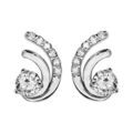 Boucles d'oreilles en argent rhodi&eacute; forme virgules avec oxydes blancs sertis - fermoir poussette Artemare