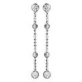 Boucles d'oreille sur Artemare : Boucles d'oreilles pendantes en argent rhodi&eacute; cha&icirc;nette avec boules et oxydes blancs sertis clos fermoir poussette
