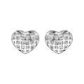 Boucles d'oreille sur Artemare : Boucles d'oreilles en argent rhodi&eacute; coeur quadrill&eacute; avec oxydes blancs sertis et fermoir poussette