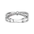 Bagues sur Artemare : Bague en argent rhodi&eacute; 2 brins crois&eacute;s en forme de X dont 1 lisse et l'autre en rail d'oxydes blancs sertis