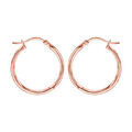 Cr&eacute;oles en acier et PVD rose fil lisse 24 mm et fermoir crochet