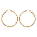 Cr&eacute;oles en acier et PVD jaune fil lisse 34 mm et fermoir crochet