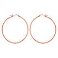 Cr&eacute;oles en acier et PVD rose fil lisse 43 mm et fermoir crochet
