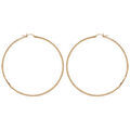Boucles d'oreille sur Artemare : Cr&eacute;oles en acier et PVD jaune fil lisse 74 mm et fermoir crochet