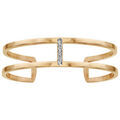 Bracelets sur Artemare : Bracelet en acier et PVD jaune manchette arcs lisses reli&eacute;s avec glitter gris