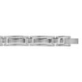 Bracelets sur Artemare : Bracelet en acier alternance de maillons lisses avec rectangle au centre et &eacute;l&eacute;ments stri&eacute;s - longueur 19,5cm + 1,5cm r&eacute;glable par double fermoir