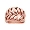 Bagues sur Artemare : Bague en acier et PVD rose avec feuille foug&egrave;re ajour&eacute;e