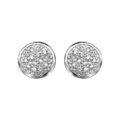 Boucles d'oreilles en argent rhodi&eacute; rond pav&eacute; d'oxydes blancs sertis bord argent fin et fermoir poussette Artemare