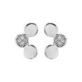 Boucles d'oreilles en argent rhodi&eacute; pastilles rondes avec oxydes blancs sertis et fermoir poussette Artemare