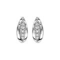 Boucles d'oreilles en argent rhodi&eacute; amande lisse avec oxydes blancs sertis et fermoir poussette