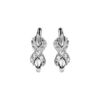 Boucles d'oreilles en argent rhodi&eacute; avec noeud orn&eacute; d'oxydes blancs sertis emmaill&eacute; sur le brin et fermoir poussette