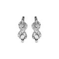 Boucles d'oreilles en argent rhodi&eacute; avec noeud orn&eacute; d'oxydes blancs sertis emmaill&eacute; sur le brin et fermoir poussette Artemare