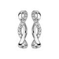 Boucles d'oreille sur Artemare : Boucles d'oreilles en argent rhodi&eacute; 1 torsade avec brin lisse et rail d'oxydes blancs sertis et fermoir poussette