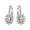 Boucles d'oreilles en argent rhodié collection joaillerie gros oxyde blanc au centre et petits oxydes blancs autour - fermoir dormeuse Boucles d'oreille sur Artemare : Boucles d'oreilles en argent rhodié collection joaillerie gros oxyde blanc au centre et petits oxydes blancs autour - fermoir dormeuse