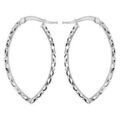 Boucles d'oreille sur Artemare : Cr&eacute;oles en argent rhodi&eacute; fantaisies forme ovale pointue diamant&eacute;es