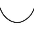 Colliers sur Artemare : Collier en argent rhodi&eacute; cordon en cuir bovin tress&eacute; noir - longueur 55cm + 5cm