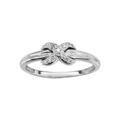 Bague en argent rhodi&eacute; avec noeud orn&eacute; d'oxydes blancs sertis emmaill&eacute; sur l'anneau Artemare