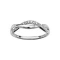 Bague en argent rhodi&eacute; avec sur le dessus 1 torsade faite avec 1 brin lisse et 1 rail d'oxydes blancs sertis