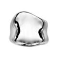 Bague en argent rhodi&eacute; large vague lisse