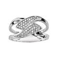 Bagues sur Artemare : Bague en argent rhodi&eacute; anneau s&eacute;par&eacute; en 2 avec 2 extr&eacute;mit&eacute;s en pointes pav&eacute;es d'oxydes blancs sertis