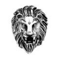 Chevali&egrave;re en acier patin&eacute; t&ecirc;te de lion de face Artemare